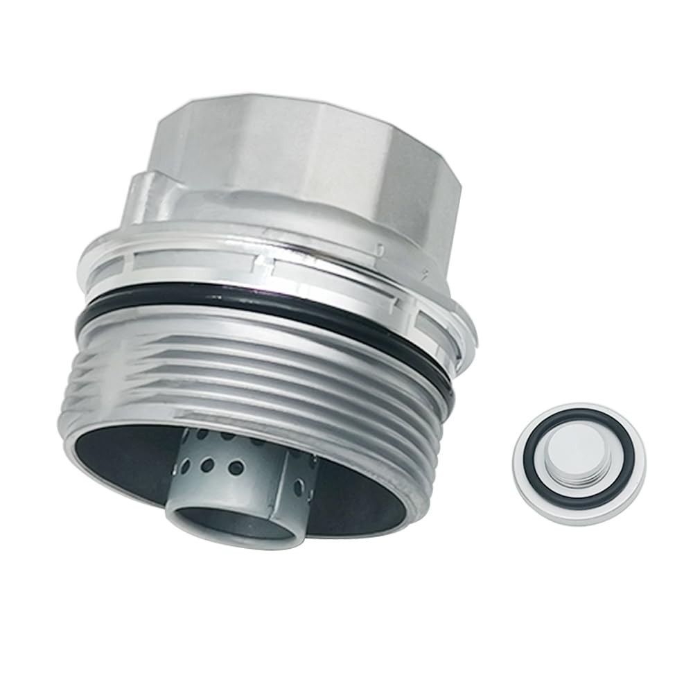 Oil Filter Housing Cap Assembly with Plug Drain Compatible Silver
