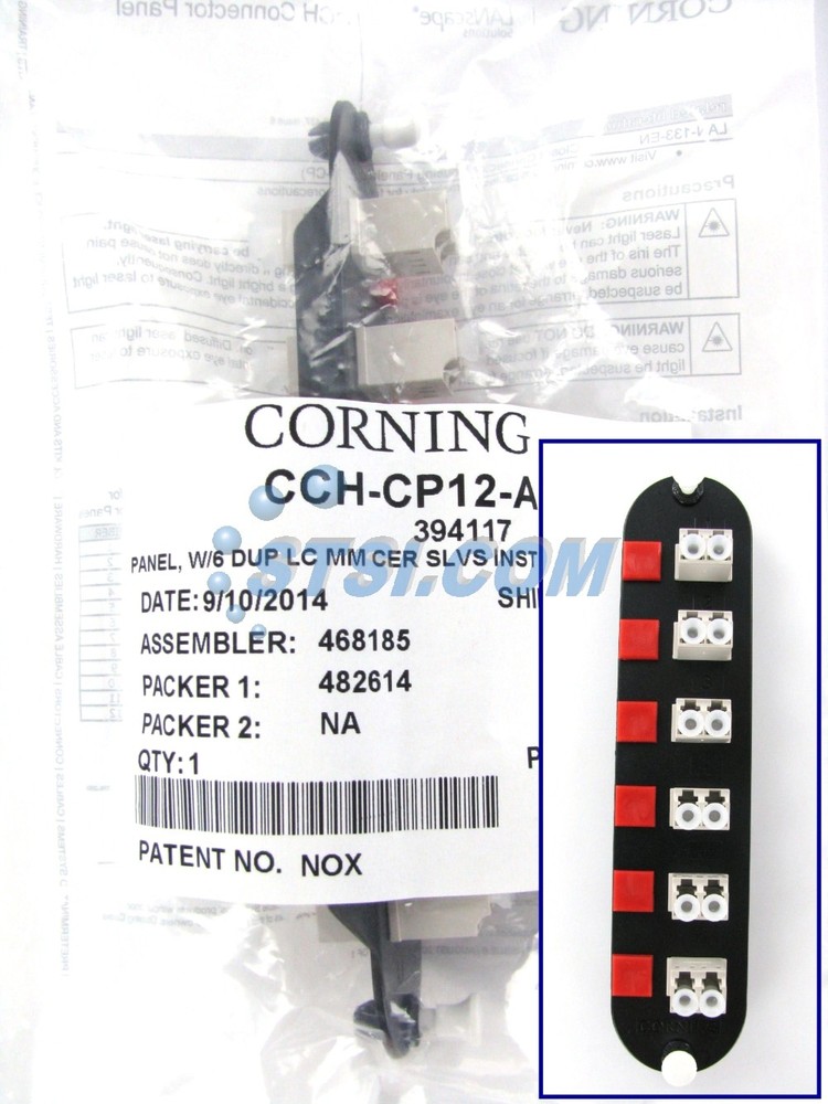 Corning CCH-CP12-A8 Patch Panel, 6 LC Duplex OM1 Multimode 62.5 Adapters ~STSI