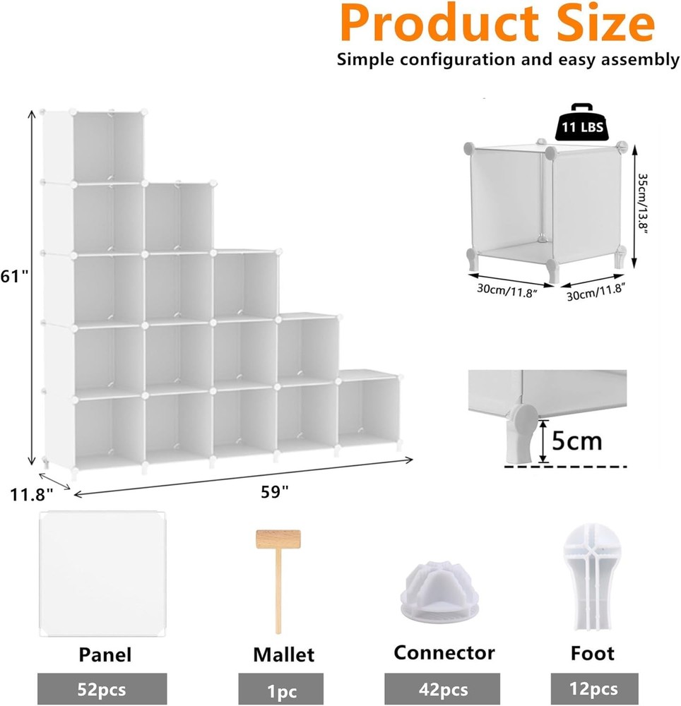 Cube Storage Organizer 16 Cube Closet Organizer Stackable Storage Cube Shelves