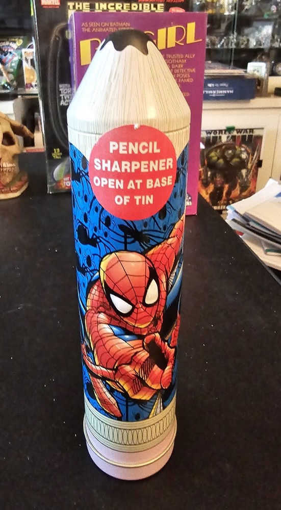 SPIDER-MAN Metal Pencil Case with Sharpener - 2001 Marvel Comics
