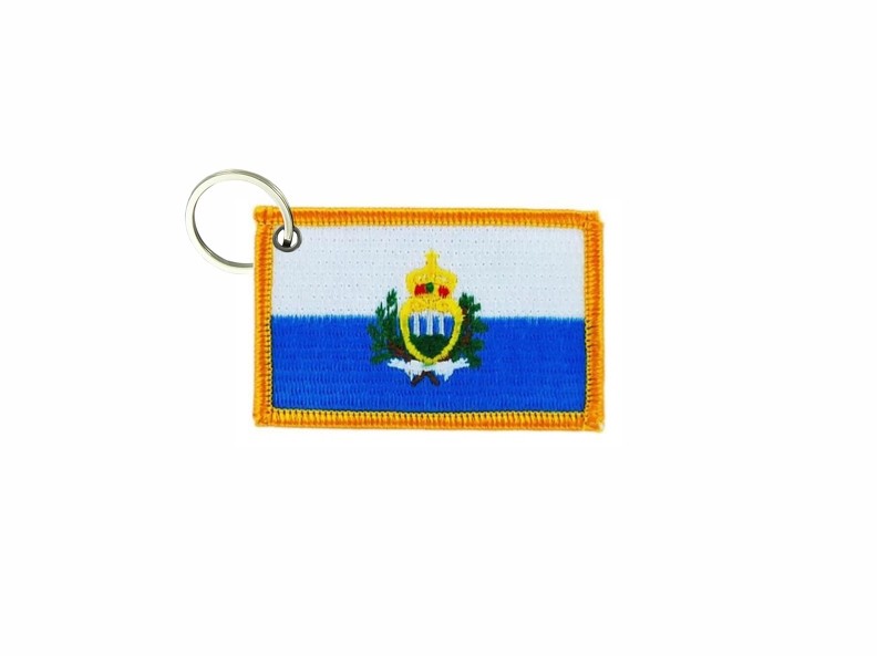 Keychain keyring embroidered embroidery patch double sided flag san marino