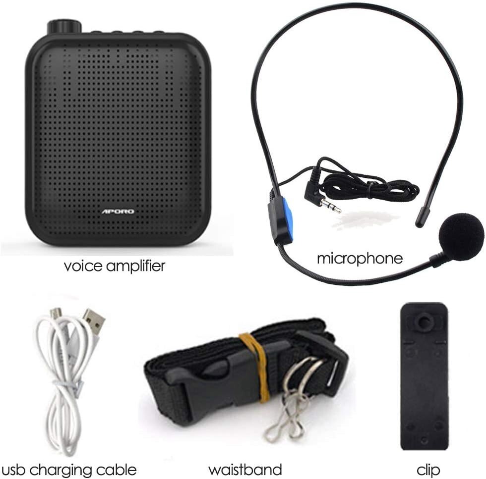 12W Rechargeable Voice Amplifier with Wired Microphone - Portable PA System