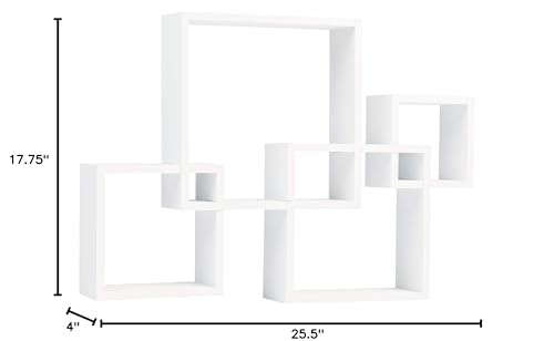 BR1023WH Decorative Wall Mount Floating Intersecting Cube Accent Wall White