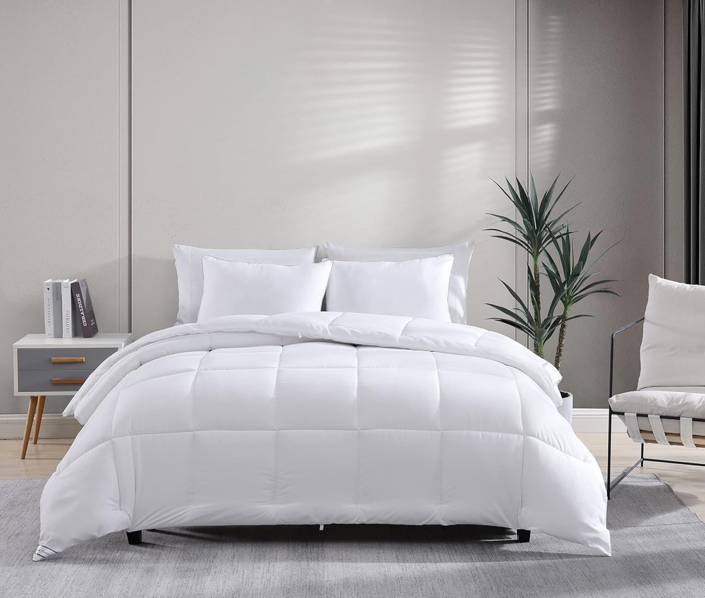 Quilted Bedding Comforter King Size - Duvet Insert with 8 Tabs - Super Soft, Com