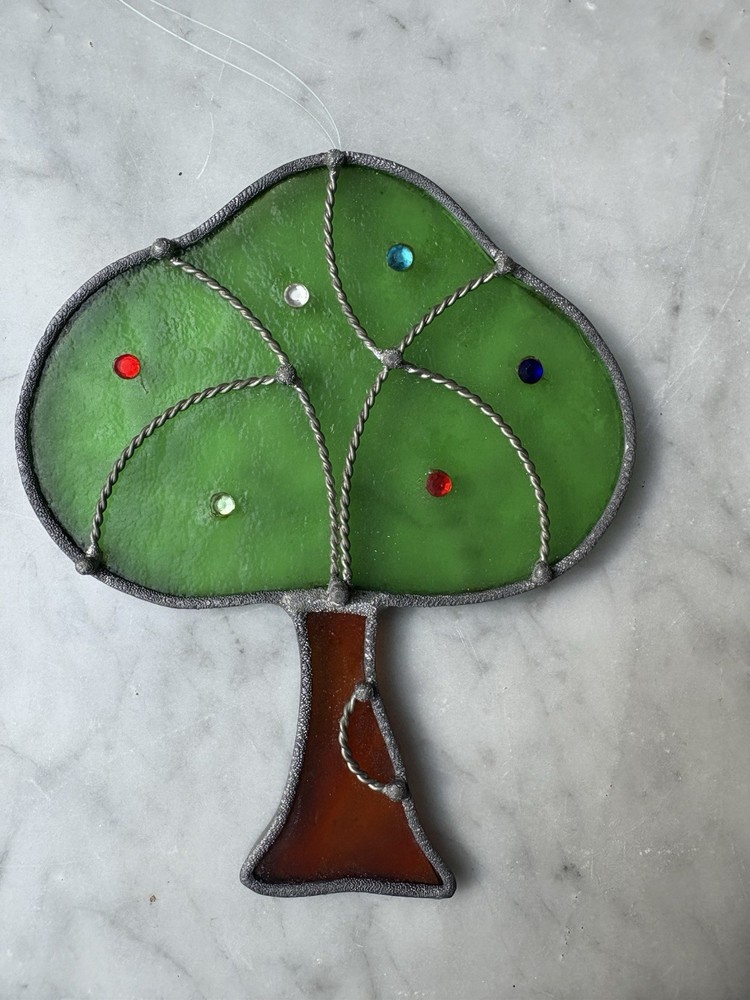 Stained Glass Tree Apple Fruit Tree Nature 5.5” Suncatcher