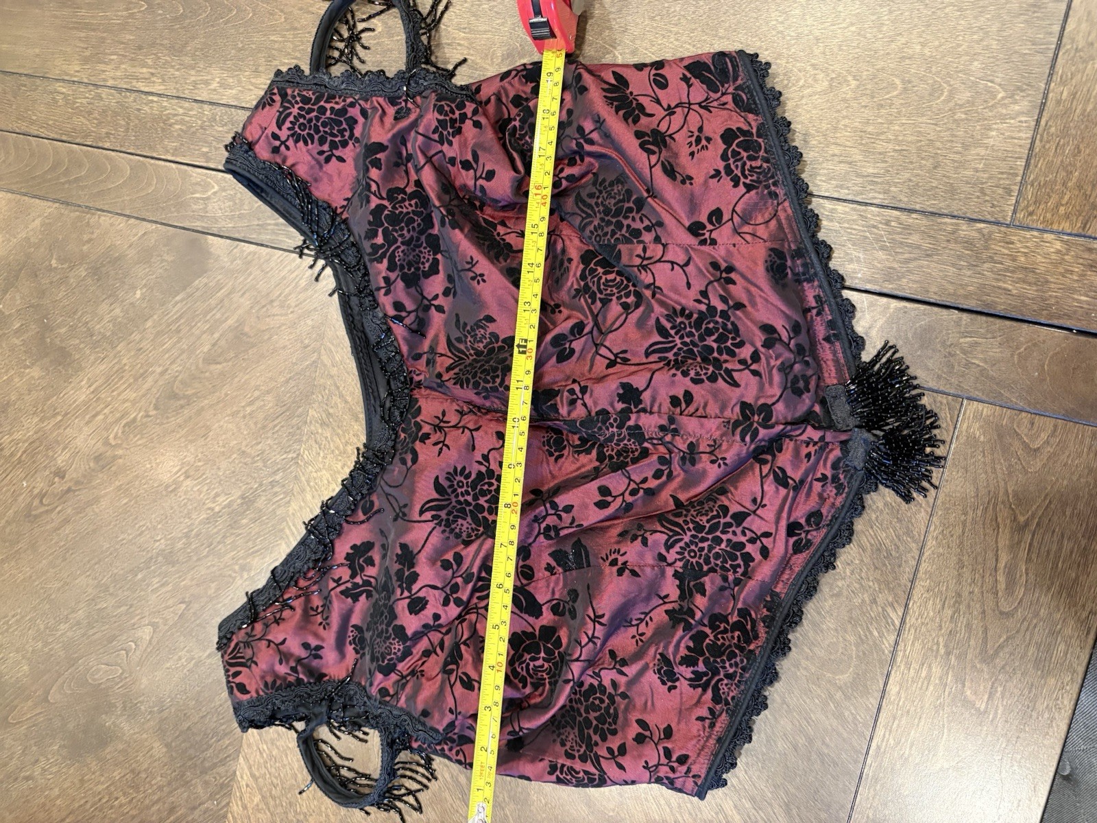 Victorian Reenactment Women’s Burgundy Floral Dress, Jacket & Bodice Set