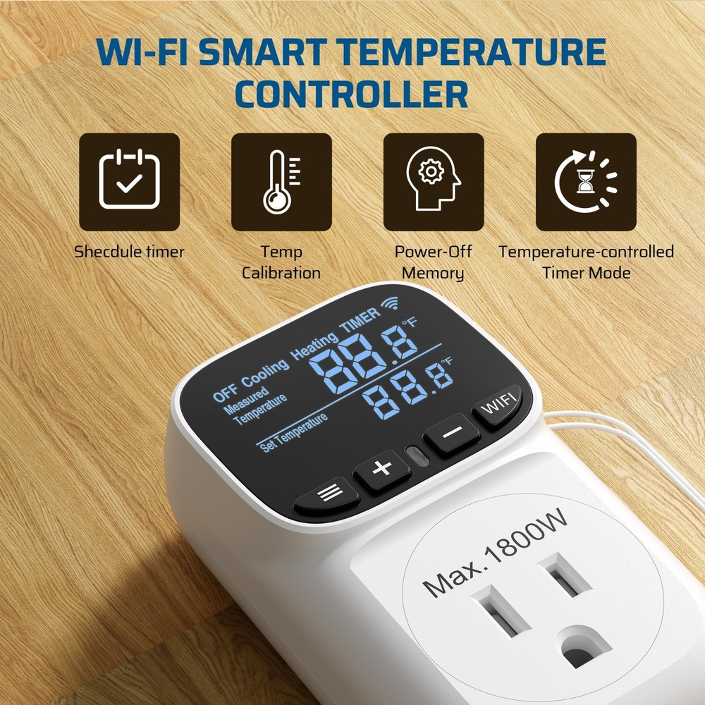 DEWENWILS Smart WiFi Temperature Controller, 15A 1800W, 24 Hour Schedule Timer