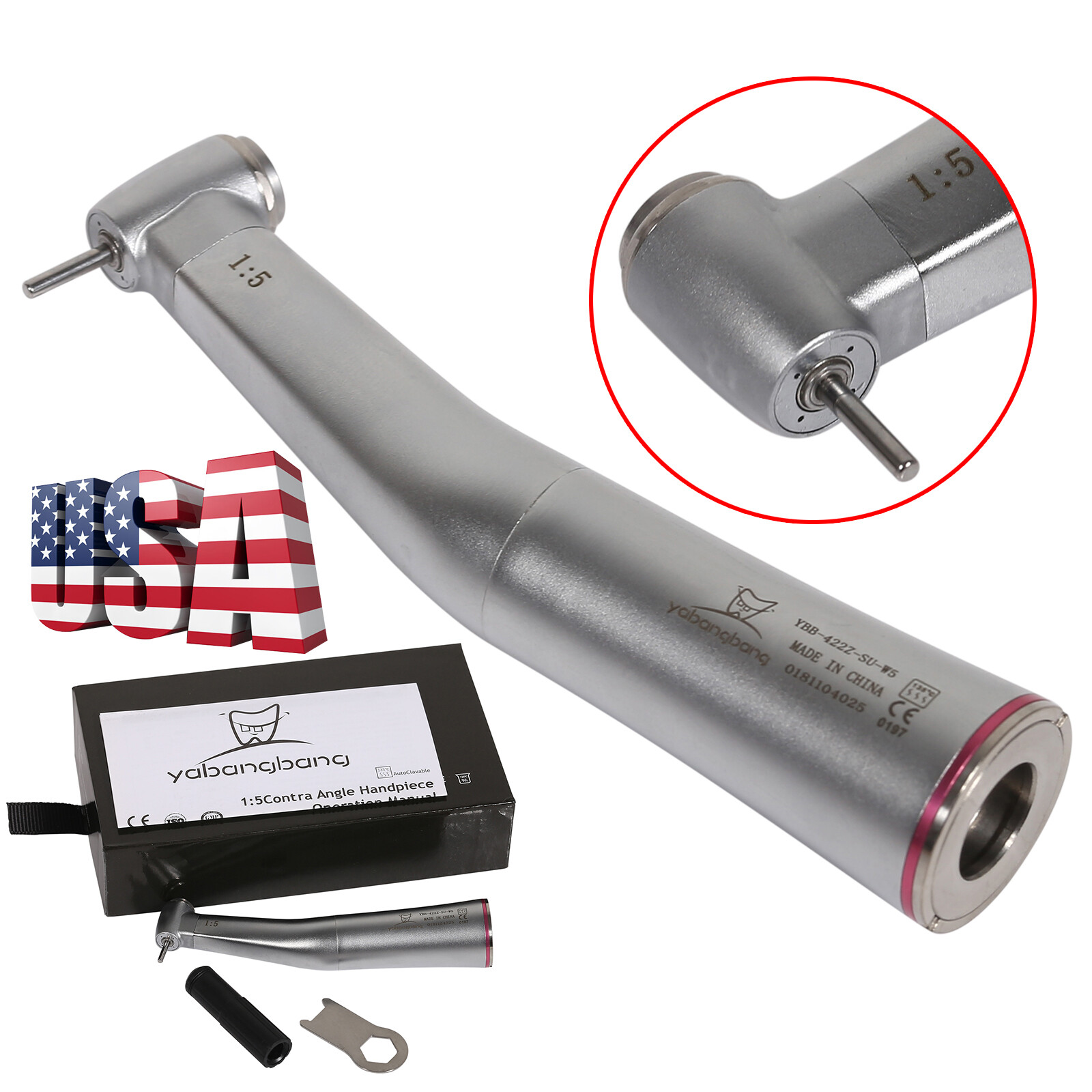 NSK Style Dental Brushless LED Electric Micro Motor/1:5 Increasing Handpiece UPS