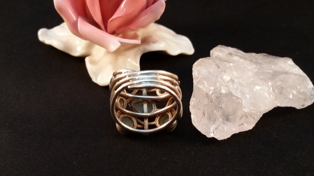 Silver ring gemstone ring silver tested moonstone 56 (17.8 mm Ø)