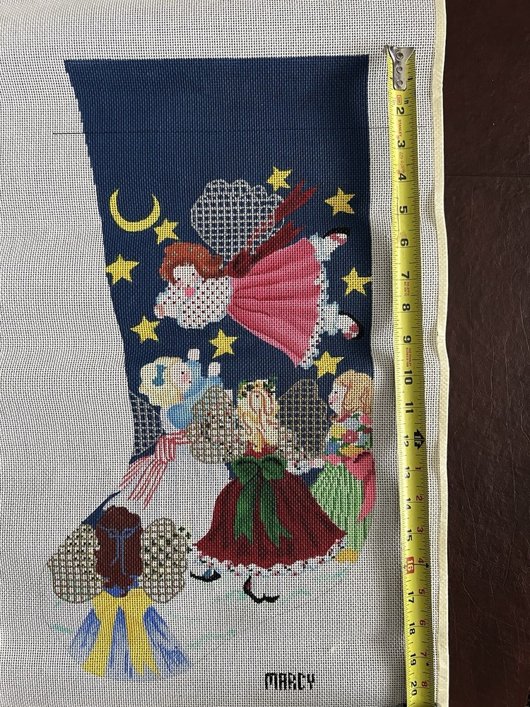 Hand painted needlepoint stocking canvas