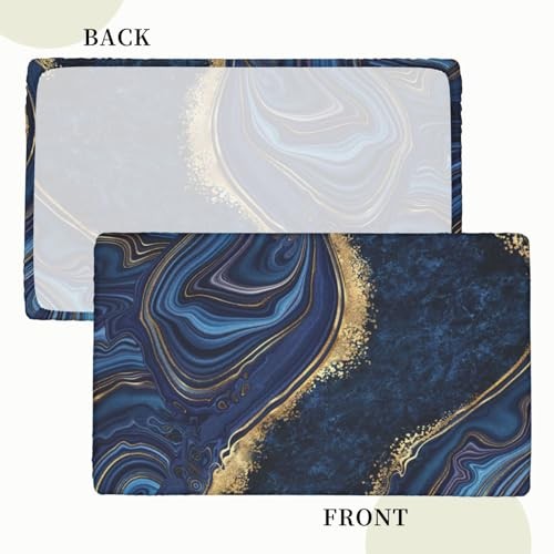 Blue Marble Texture Tablecloth with Elastic Edge for 4ft Rectangle Table,