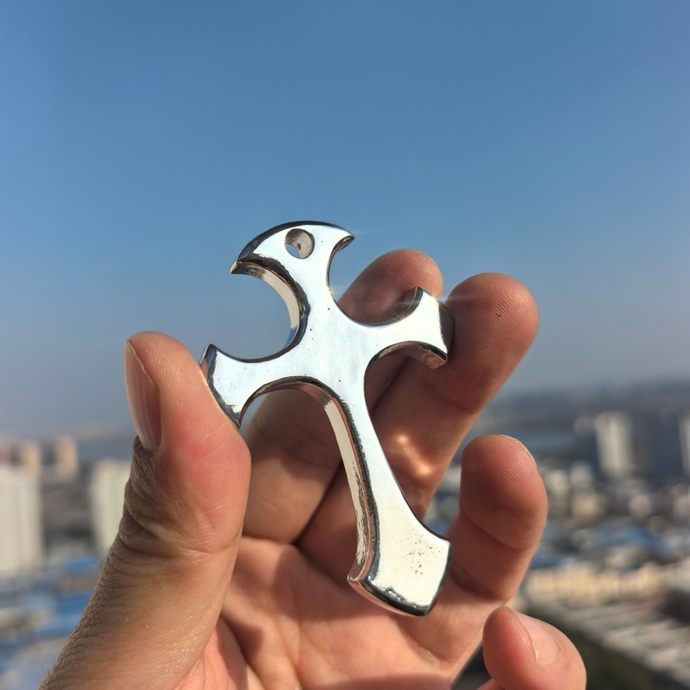 Brass Solid Cross Pendant EDC Tool - Electroplated surface - can be polished