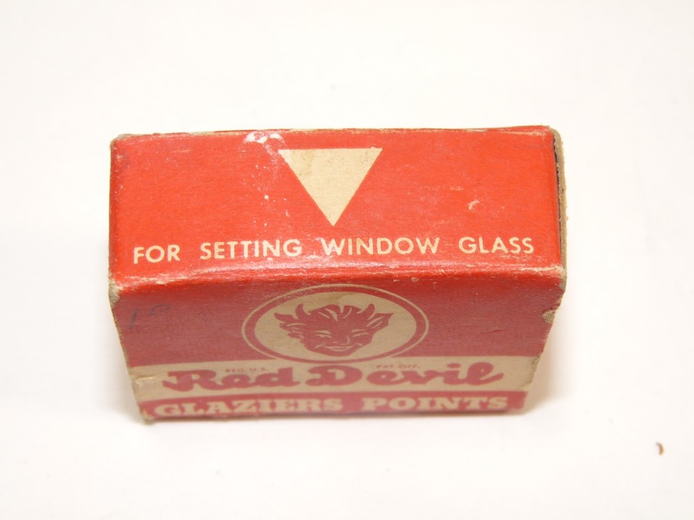 Vintage Red Devil Glazier Points Small Advertising Box w/Points