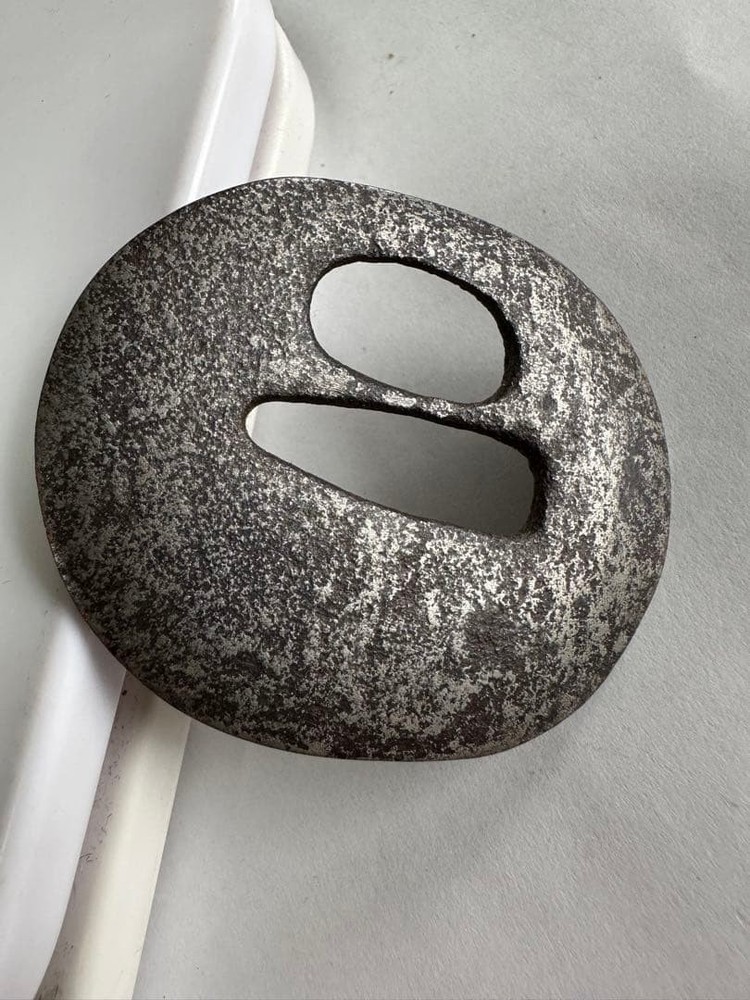 Tsuba Thin Iron Edo Era Sword Guard Antique Accessory Authentic Rare