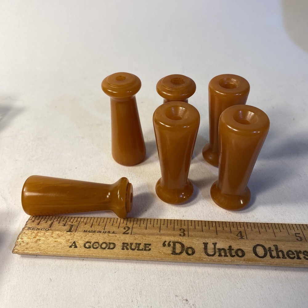 Vintage Bakelite Handle or Knobs 2” Six Pieces Marbled Butterscotch