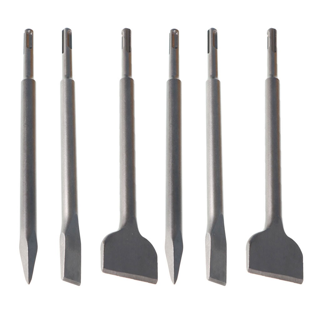 Concrete Drill Bit Set Includes Point Chisel + 20mm & 40mm Flat Chisel 6-Pack