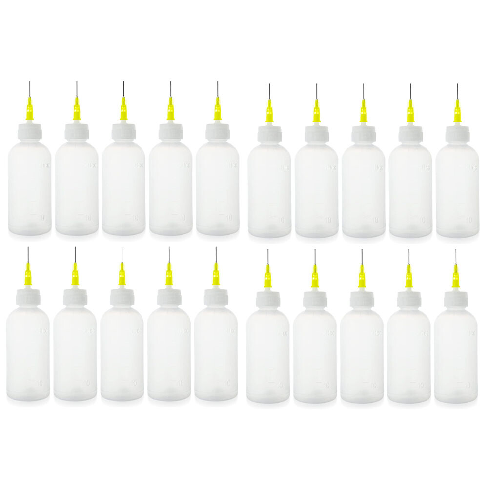 20PCS 50ml Quality Empty Needle Tip Squeezable LDPE Plastic Bottles - WHITE CAP