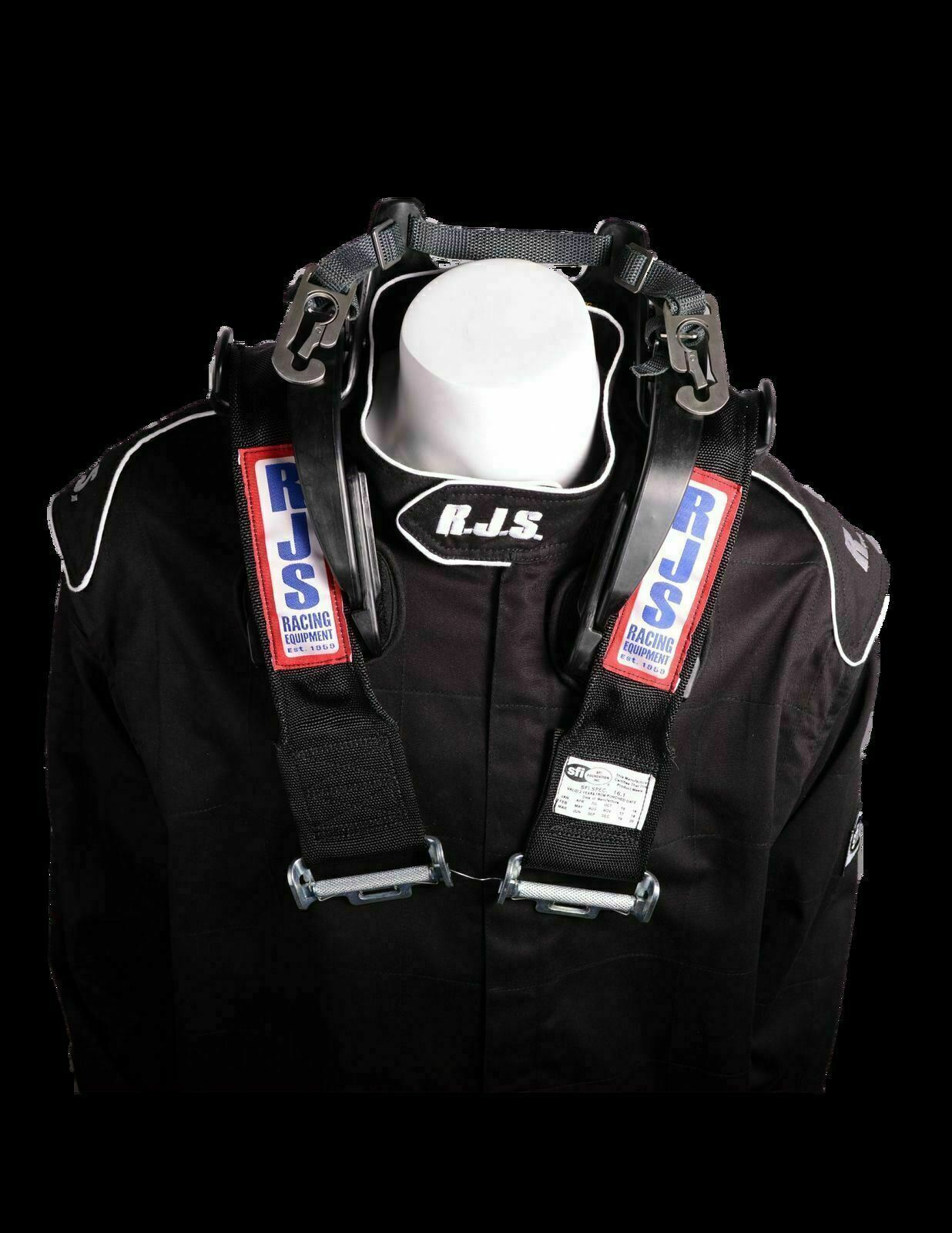 RJS RACING SFI 16.1 CAM LOCK HANS DRAGSTER HARNESS U ROLL BAR BLACK 1080801