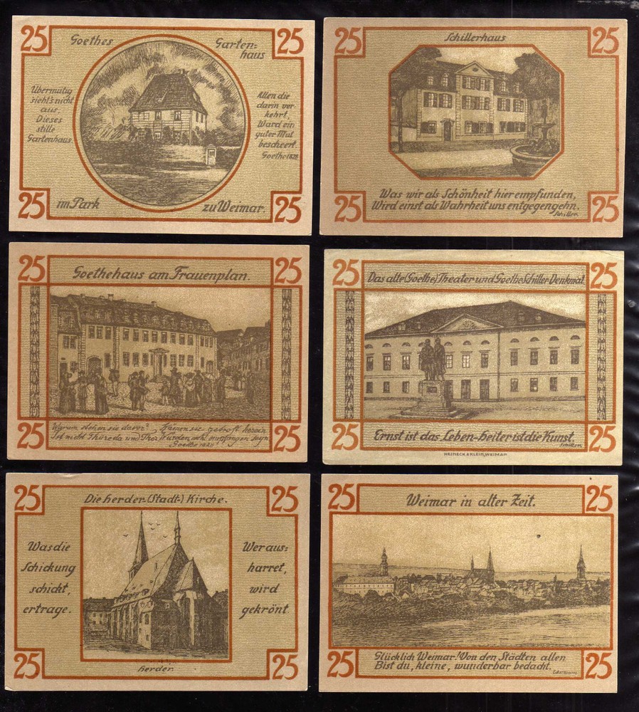 WEIMAR -   GERMANY NOTGELD  -  6 x 25 PFENNIG