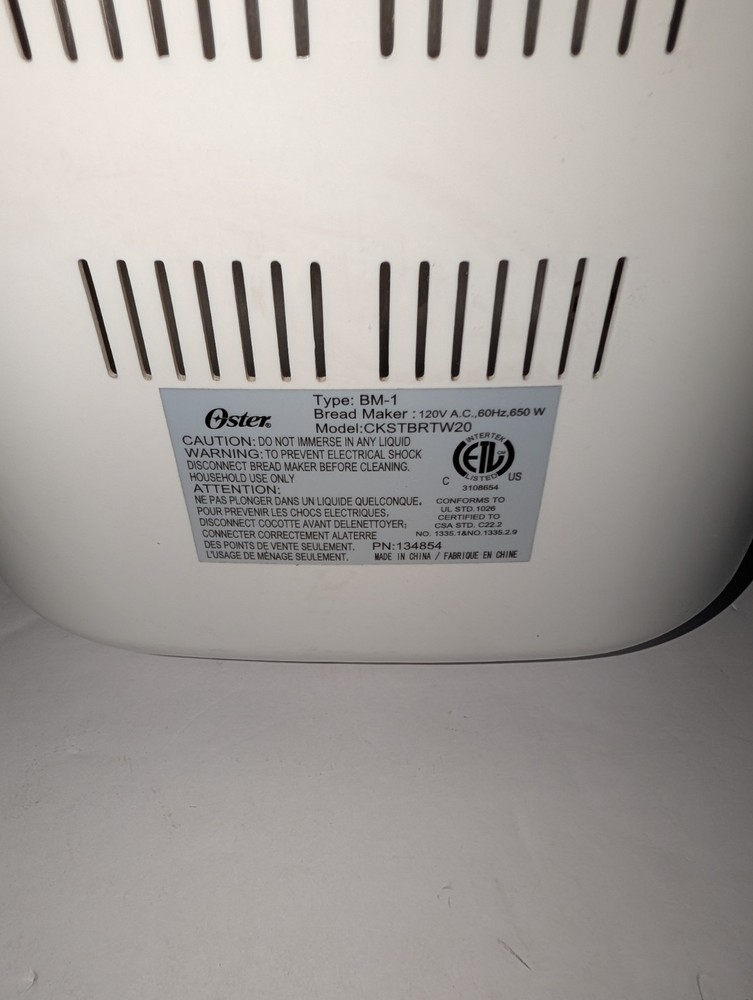 Oster Bread Maker Type BM-1 Model CKSTBRTW20 with Accessories