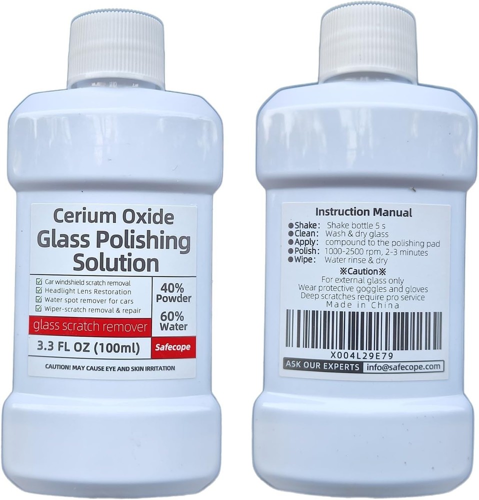 40% Cerium Oxide Glass Polish Solution - 3.3 fl oz for Multi-Surface Brightness