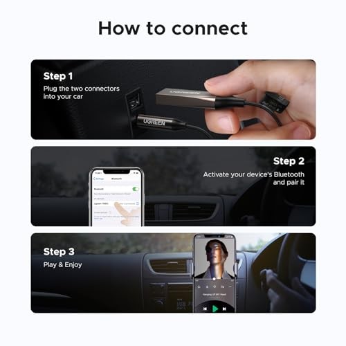Aux to Bluetooth 6.0 Car Adapter with LDAC, 3.5mm Aux Adapter Built-in