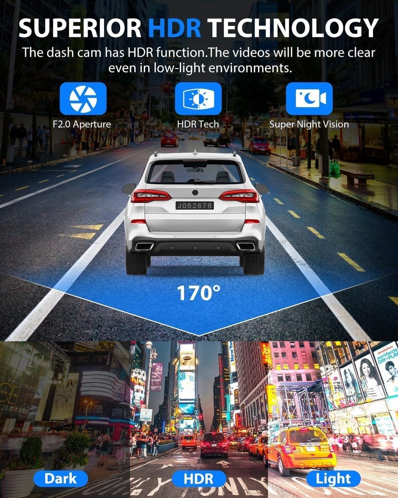 1080P Dash Camera with Night Vision & G-Sensor for Complete Coverage