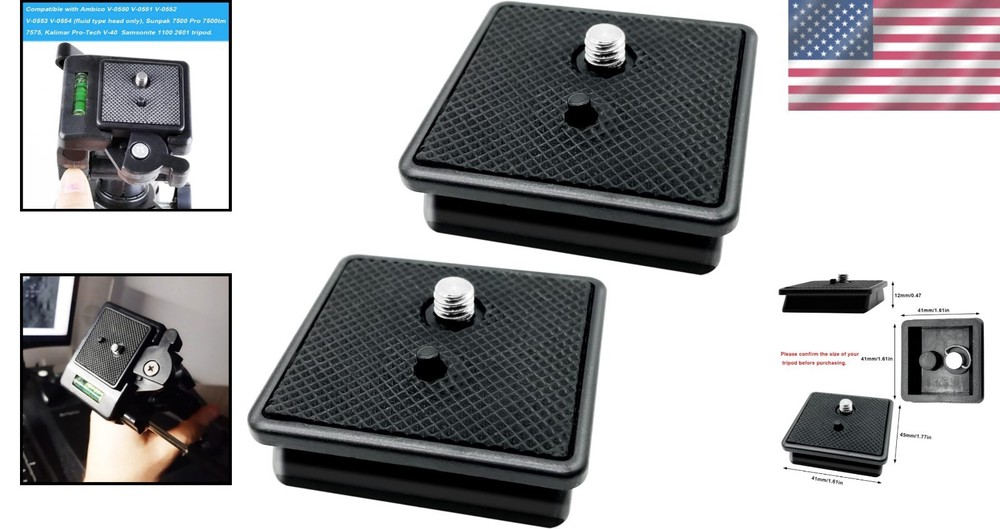 Durable 2-Pack 41mm Tripod Quick Release Plates - Compatible with Major Brands