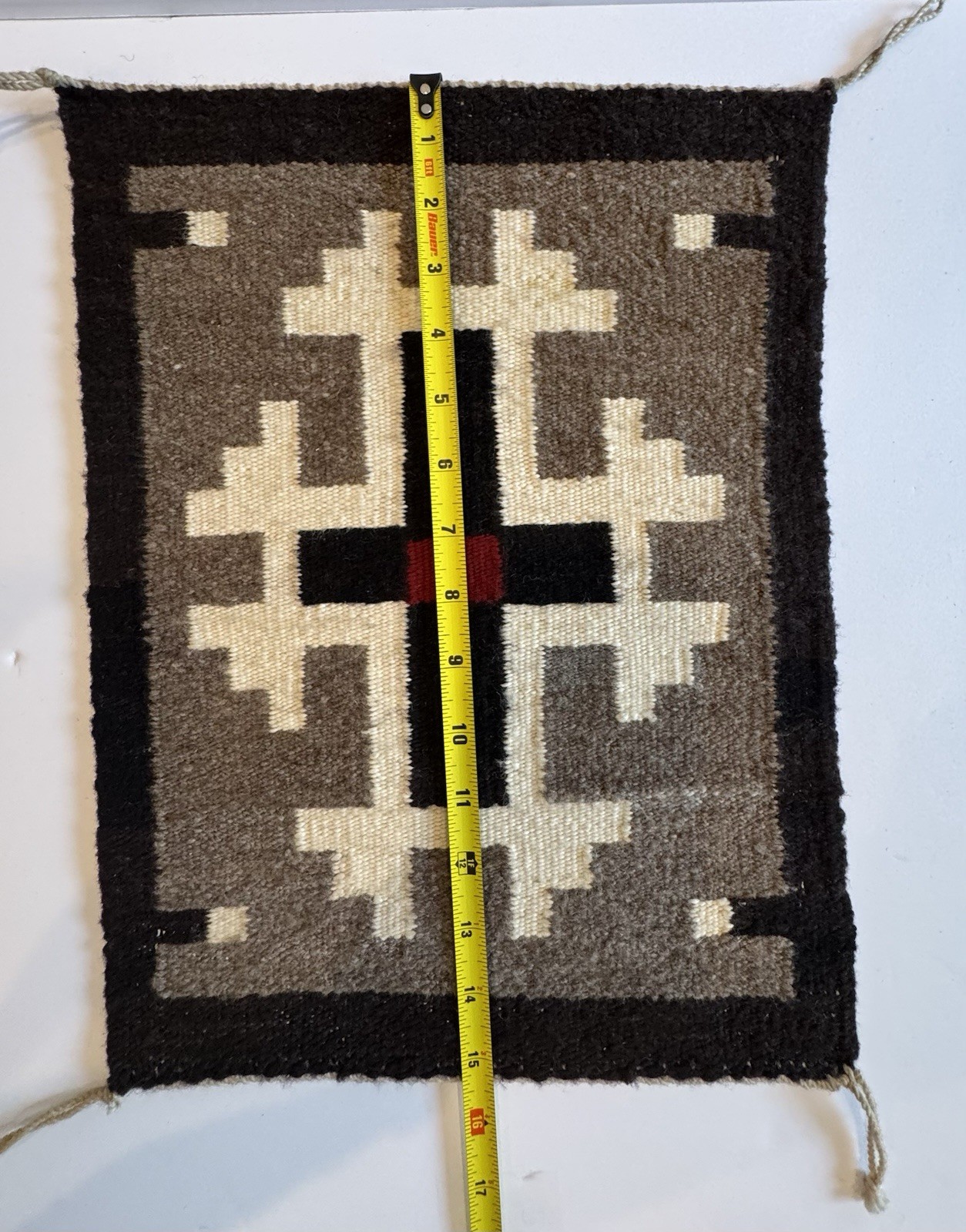Fine Early Navajo Rug Weaving Two Grey Hills Spider Woman Cross Native American