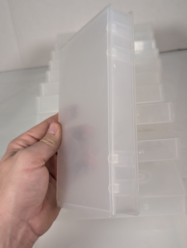 12 Clear Translucent Plastic VHS Tape Cases Storage Boxes Snap Closure Lot
