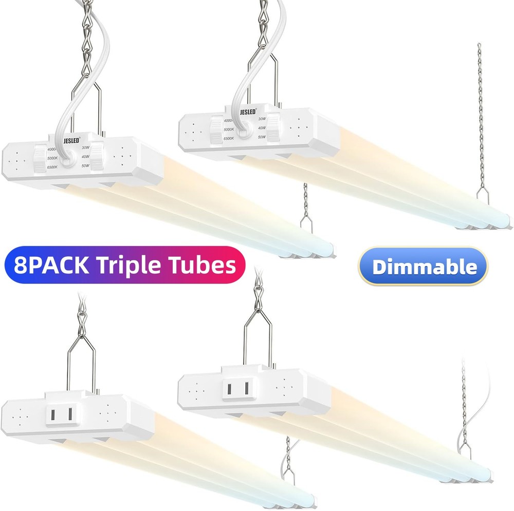 4FT Linkable LED Workshop Light 4000K-5000K-6500K 30-50W Adjustable Ceiling Lamp
