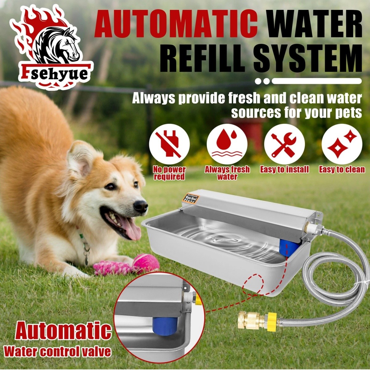 Automatic Dog Water Dispenser 2 Gallons 304 Stainless Steel Dog Water Bowl