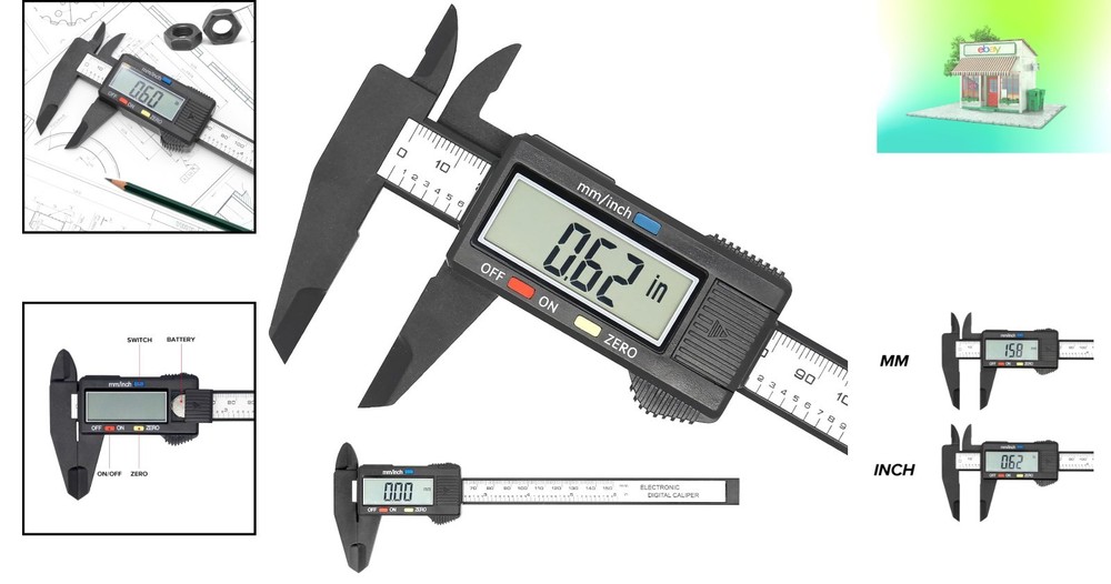 Auto-Off Digital Caliper with Large LCD Screen - 4 Measuring Functions Included