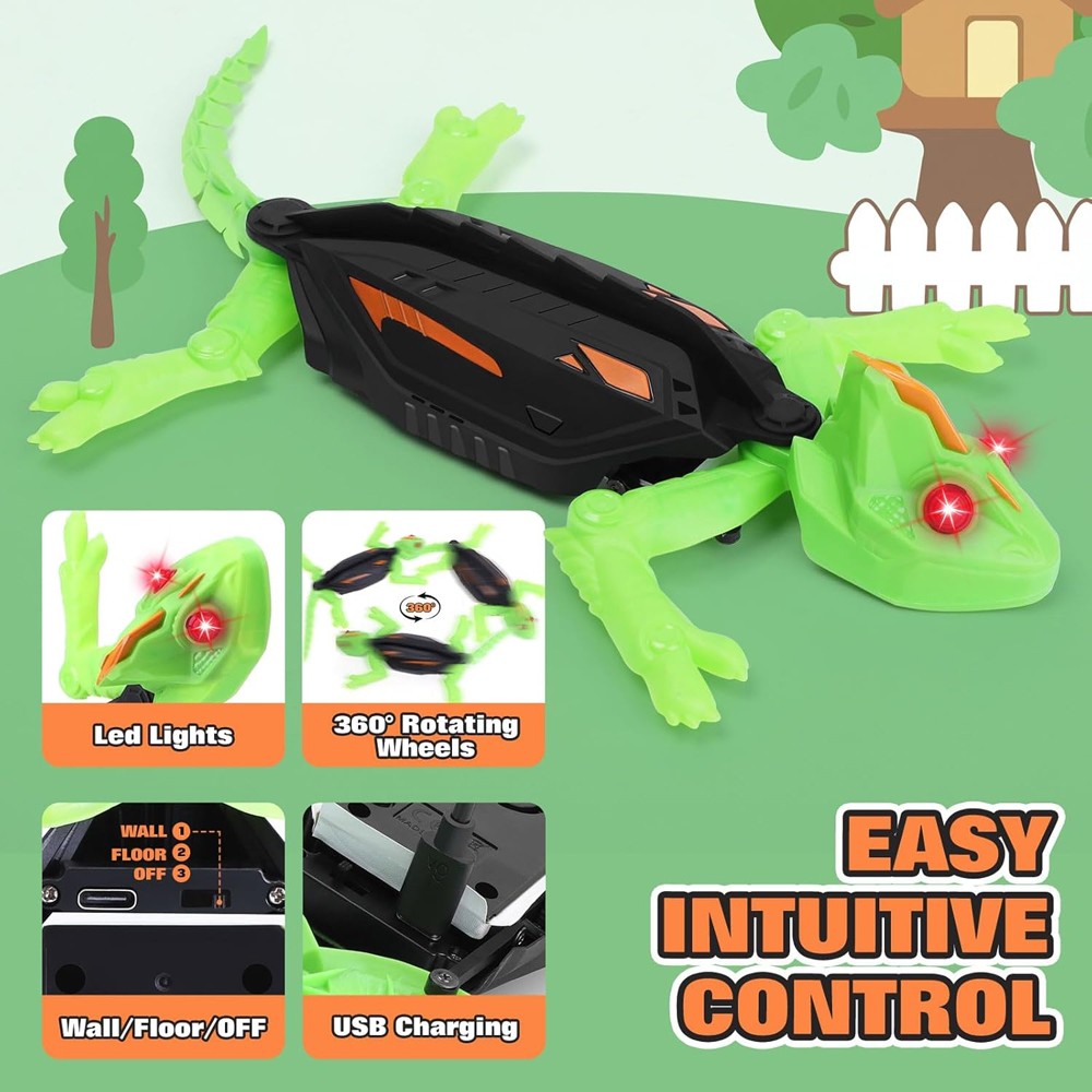 Wall Climbing RC Chameleon Toy for Kids Rechargeable Remote Control Lizard Toy