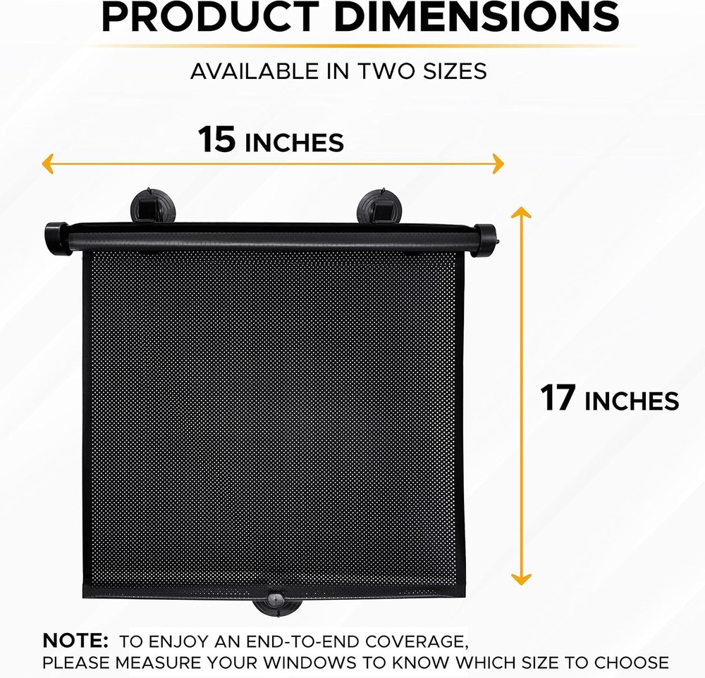 EcoNour Car Side Window Sun Shade (2 Pack) | Retractable Medium, 2 Pack