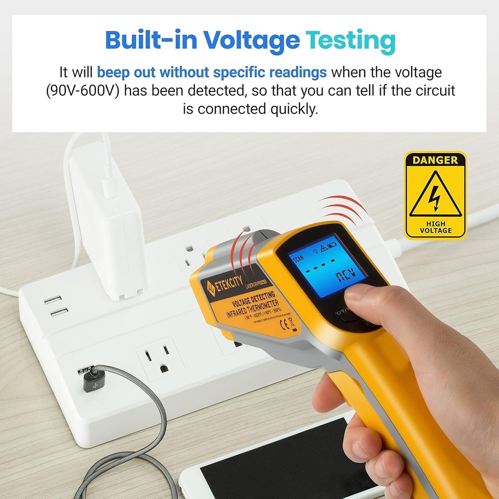 Adjustable Emissivity Infrared Temperature Gun, -50℃~550℃, Fast Reading System