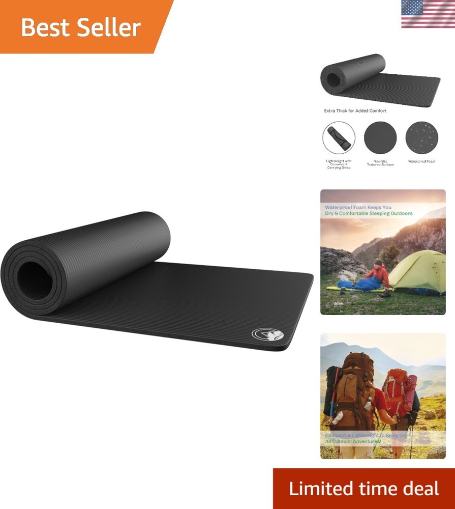 Comfortable 1-Inch Black Foam Sleeping Mat - Lightweight, Waterproof & Versatile