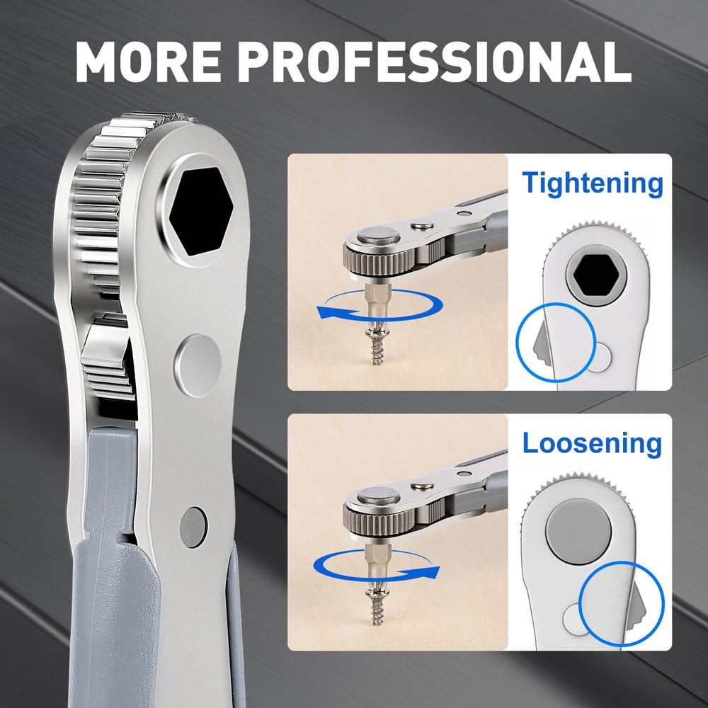 Mini Ratchet Set Right Angle Screwdriver with 1/4 Mini Ratcheting Screwdriver