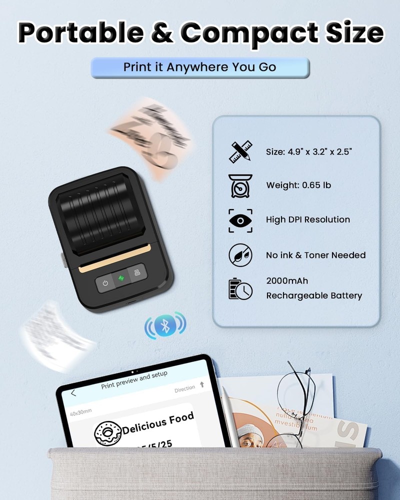 Label Makers, Label Maker Machine with Tape, Bluetooth Label Maker, Portable The