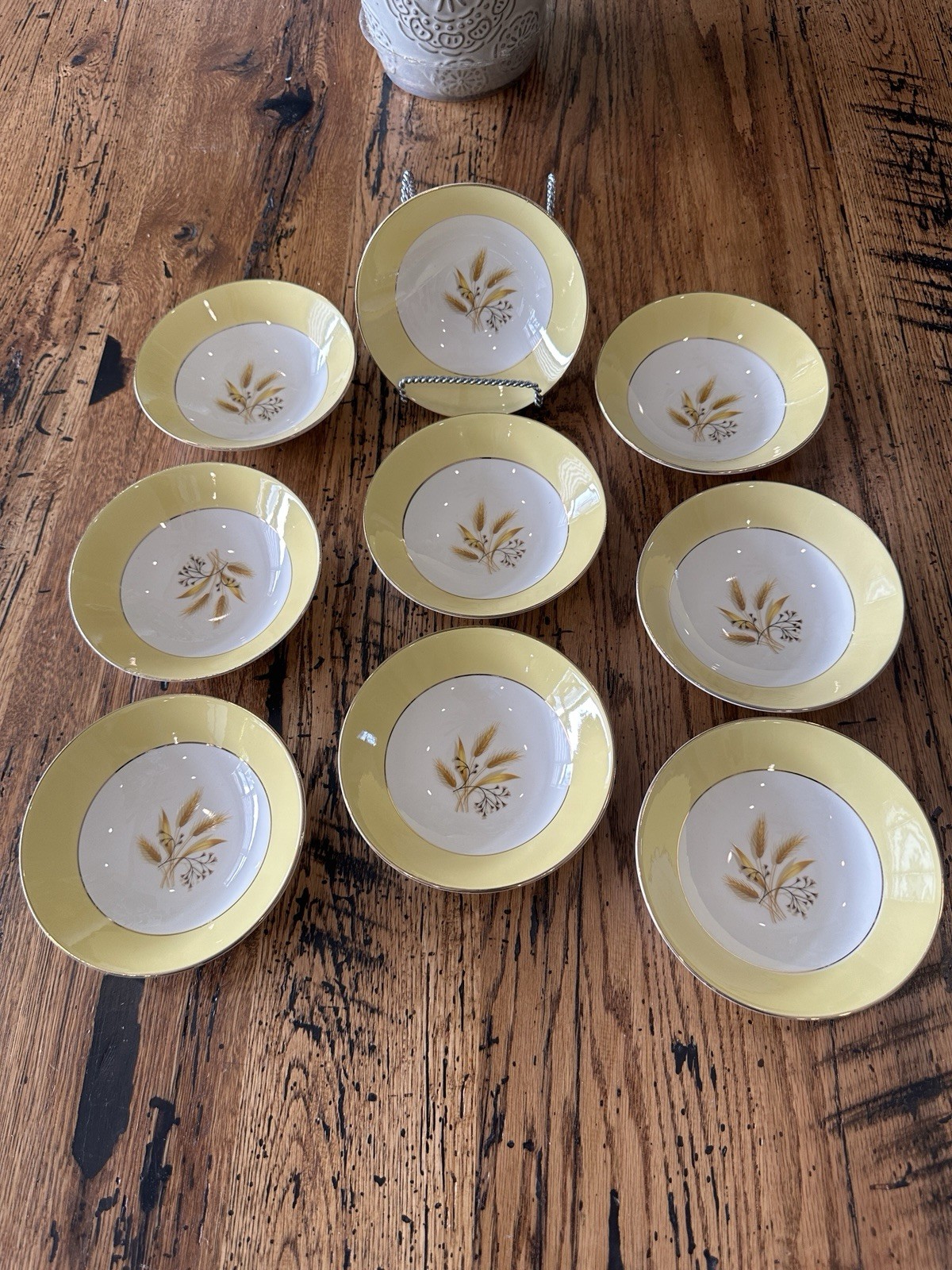 Set of 9 VTG Century Service Autumn Gold Wheat 5 3/8" Fruit Dessert Bowls