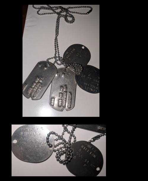 Vintage Named DOG TAGS  on Chain - Badge Dogtag US Navy USN