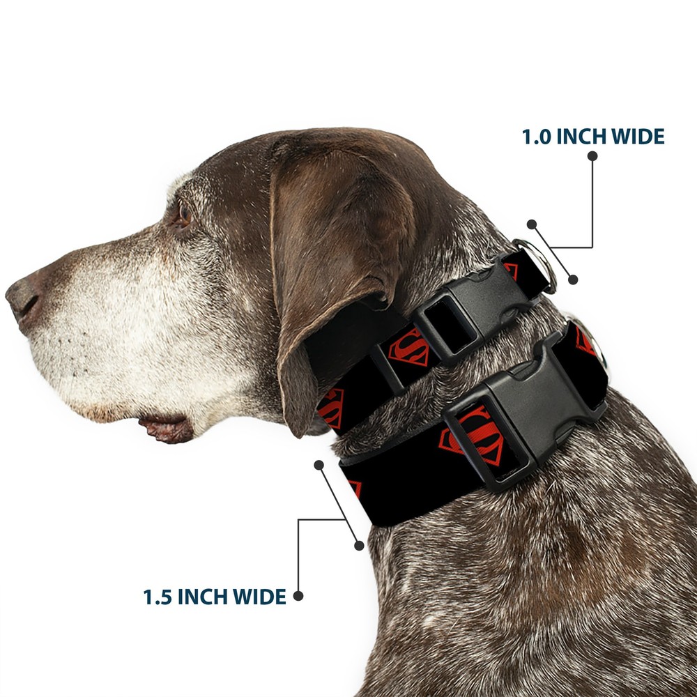 Plastic Clip Collar Superboy Shield Black/Red Large 15-24"
