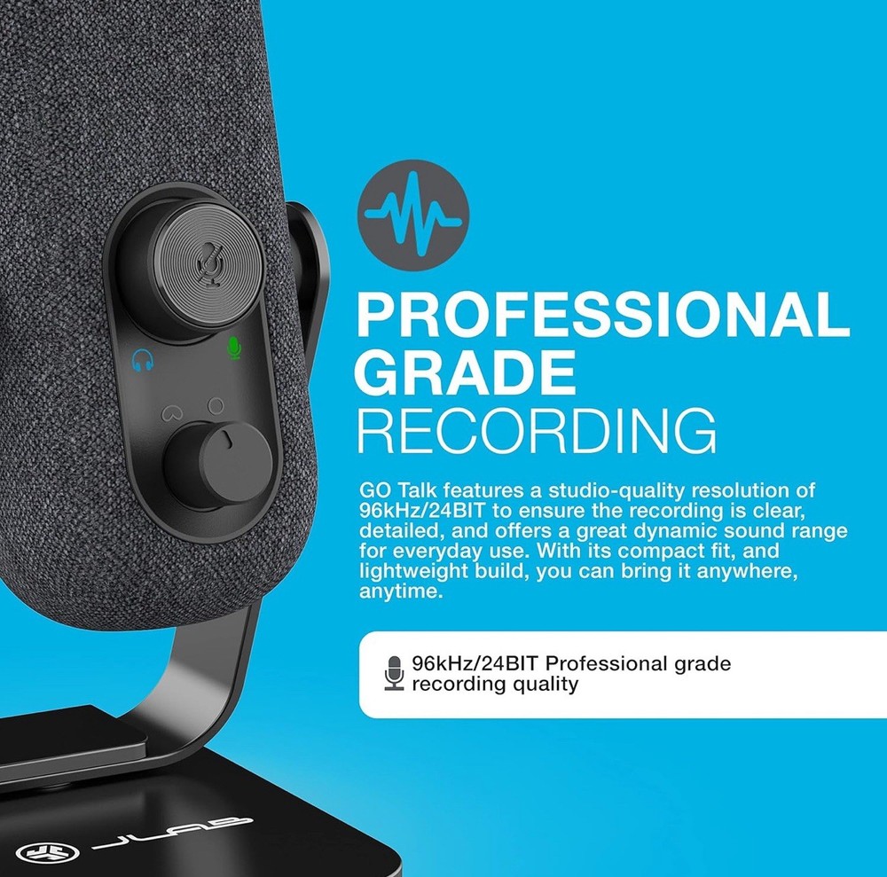 NIB - JLab Go Talk USB Desktop Microphone - 2 Directional Pattern Modes