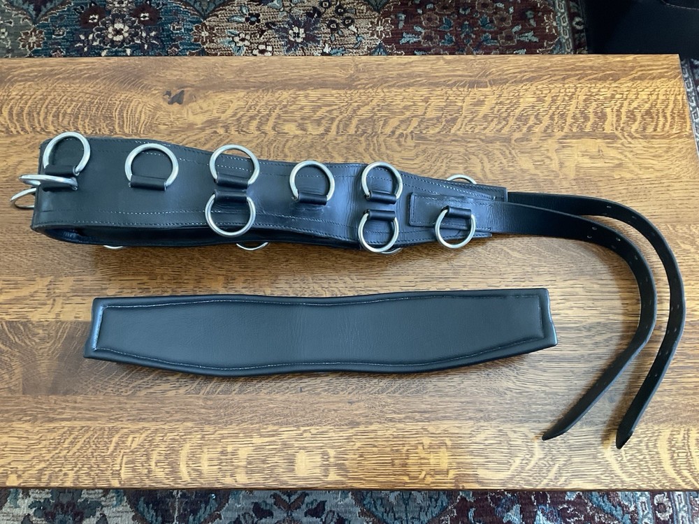 Training Surcingle, Horse Size. All Leather with Multiple Rings.