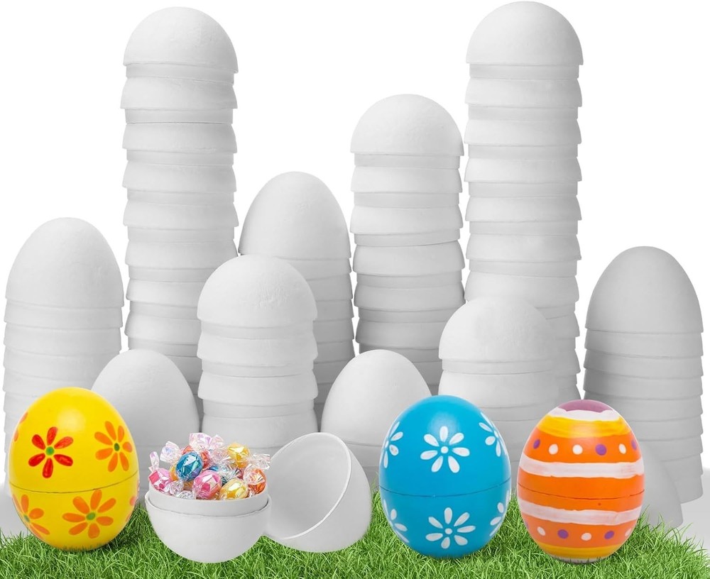 100 Pcs Paintable Easter Paper Mache Eggs DIY Blank Paper Mache Dyeable Easte...