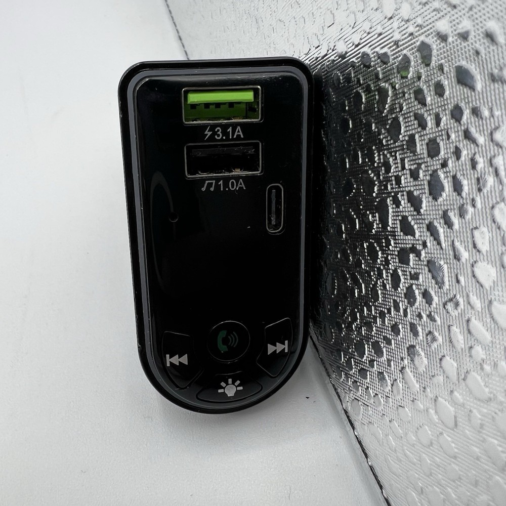 TR-20 Bluetooth Car FM Transmitter Dual USB USB-C Charger Tested Works