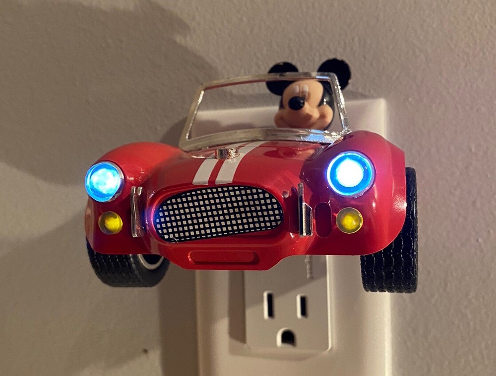 Mickey Mouse Disney Red Classic Car Night Light Nightlight Tested Working Switch