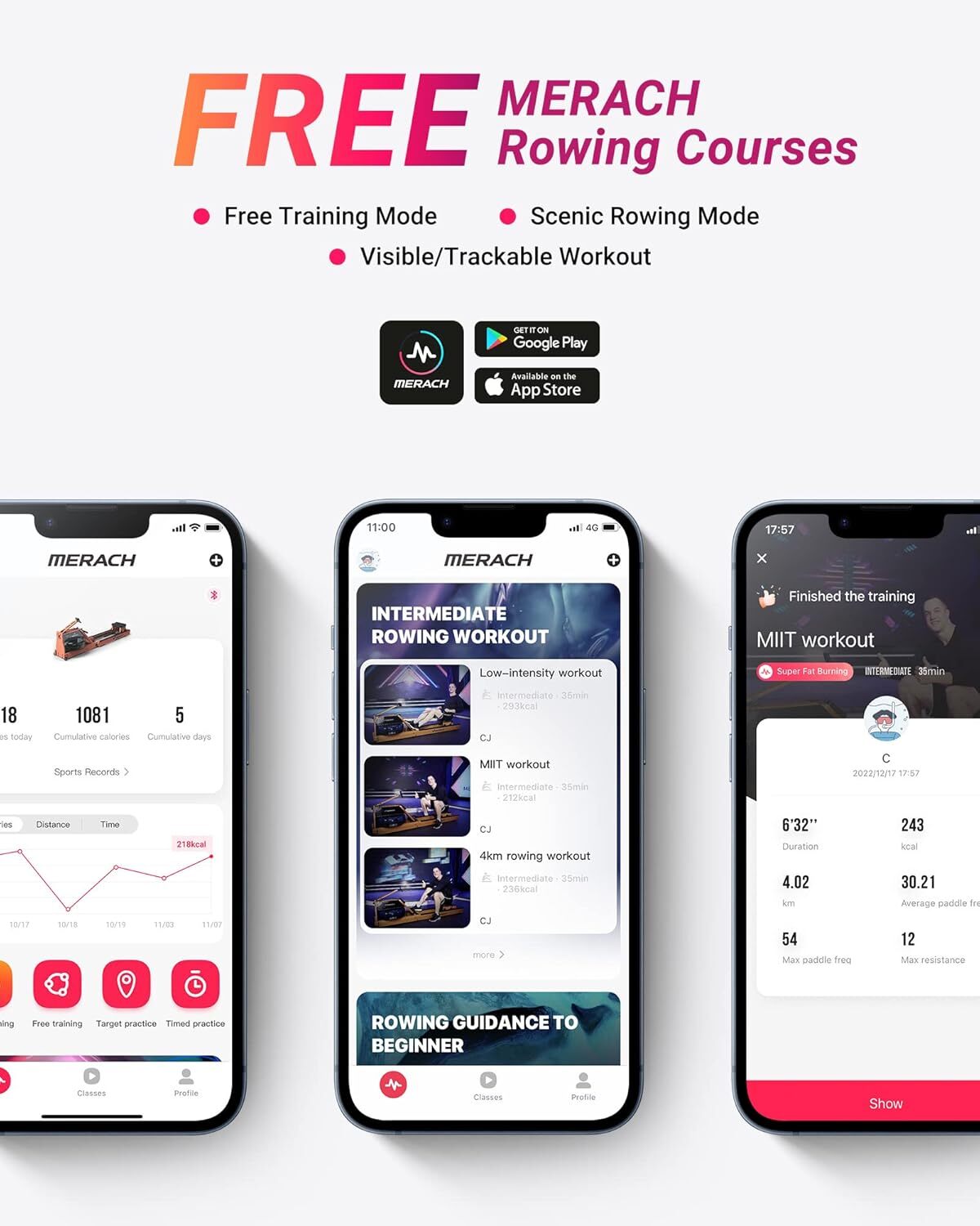 MERACH 950 Foldable Wooden Workout Rowing Machine Water Electromagnetic for Home