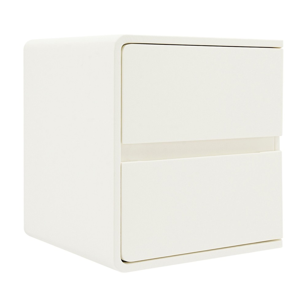 2-Drawer Minimalist Bedside Table, Nightstand with Microfibre Leather Wrap