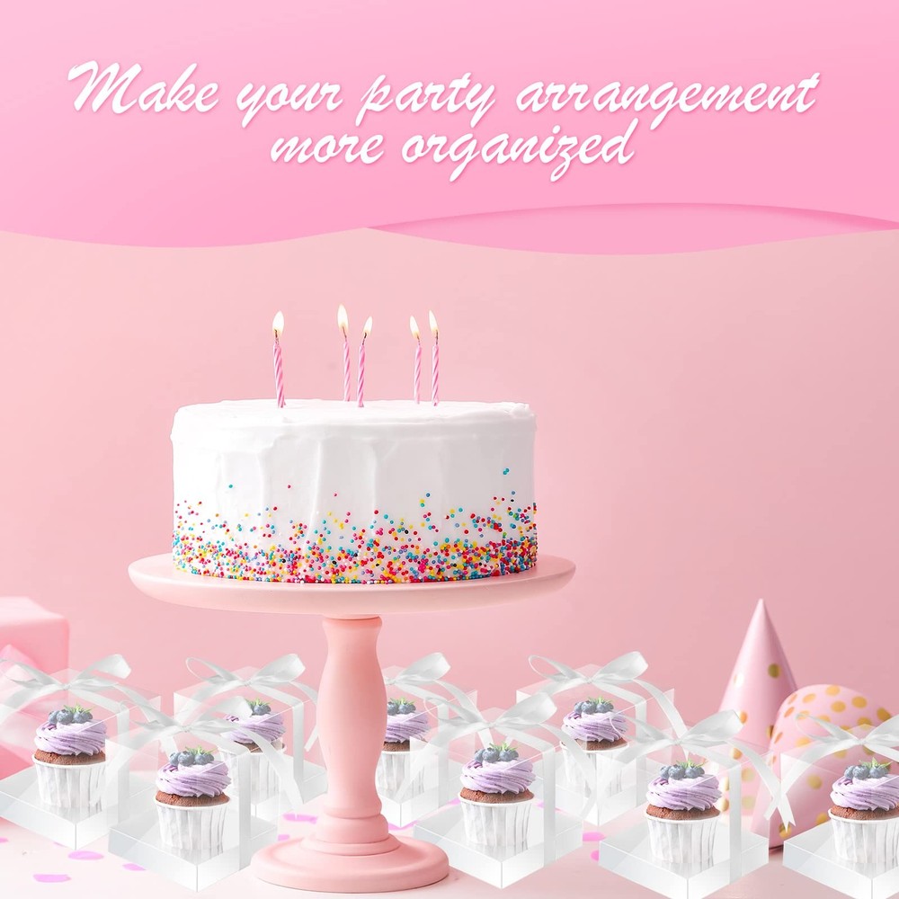 100 Pcs Clear Plastic Individual Cupcake Boxes 3.5" Single Cupcake Containers...